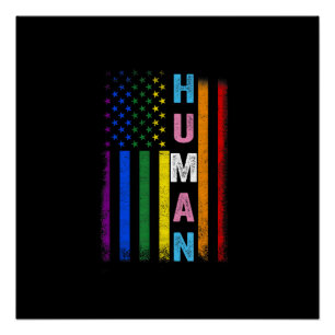 Pôster Bandeira americana LGBT humana Mês do Orgulho Chov