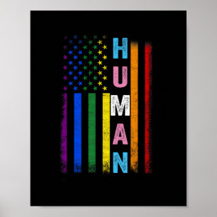 Poster Bandeira americana LGBT humana Mês do Orgulho Gay
