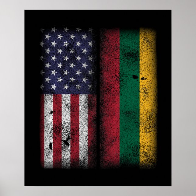 Poster Bandeira Americana Lituânia Lietuva (Frente)