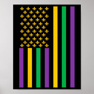 Poster Bandeira Americana Mardi Gras Mardi Gras Crawfish
