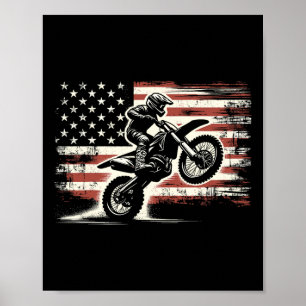 Poster Bandeira Americana Moto Bicicleta Motocross Ciclis