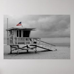 Poster Bandeira americana na barraca do Lifeguard