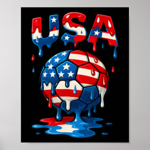 Poster Bandeira Americana No Futebol Byll Estilo Gotejant