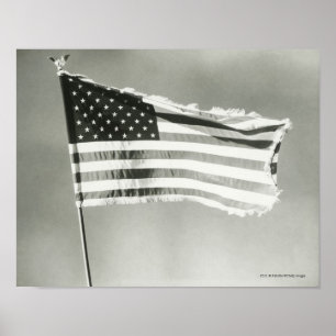 Pôster Bandeira americana no mastro