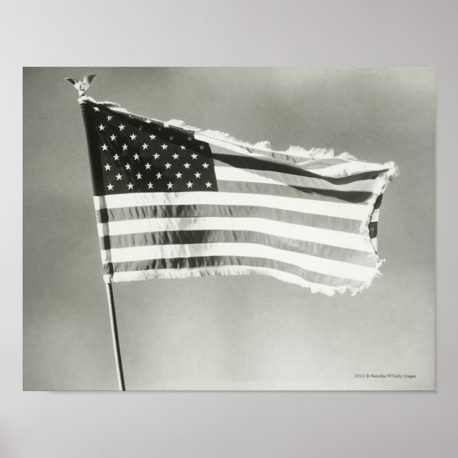 Pôster Bandeira americana no mastro (Frente)