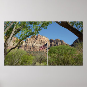 Pôster Bandeira Americana no Parque Nacional Zion II