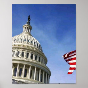 Poster Bandeira Americana & Orgulho Patriótico EUA Capito