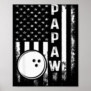 Poster Bandeira Americana Papaw de Boliche Natal Vintage