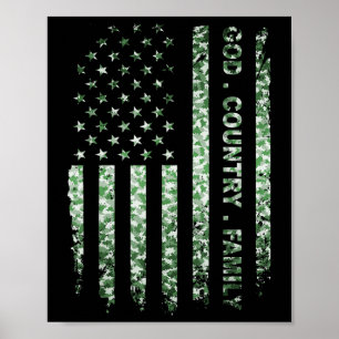 Poster Bandeira Americana Patriota Deus Família País