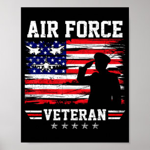 Poster bandeira americana patriota veterano da força aére