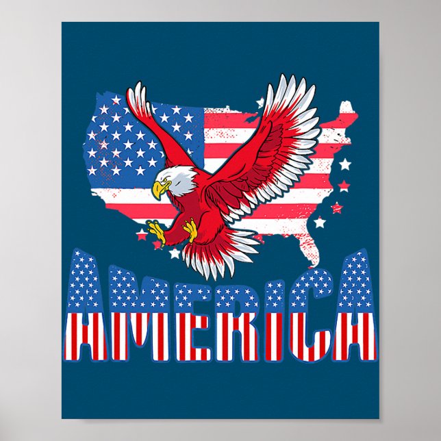 Poster Bandeira Americana Patriótica Americana em 4 de ju (Frente)