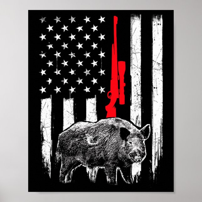 Poster Bandeira Americana Patriótica - Caça a Nave Selvag (Frente)