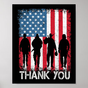 Poster Bandeira Americana Patriótica Obrigado