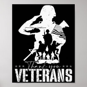 Poster Bandeira Americana Patriótica Obrigado Veteranos H