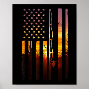 Poster Bandeira Americana Peixe Pescador Pescador Engraça