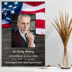 Poster Bandeira Americana Personalizada com Foto Memorial