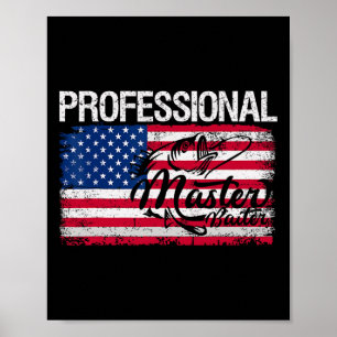 Poster Bandeira Americana - Pesca Funny - Retro Professio