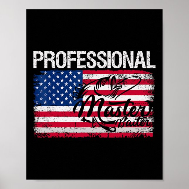 Poster Bandeira Americana - Pesca Funny - Retro Professio (Frente)