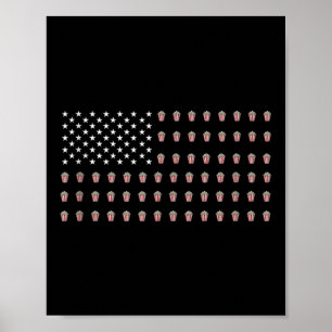 Poster Bandeira Americana Pipoca Comida EUA Patriotismo P