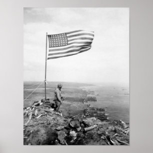 Poster Bandeira americana que voa sobre a montagem