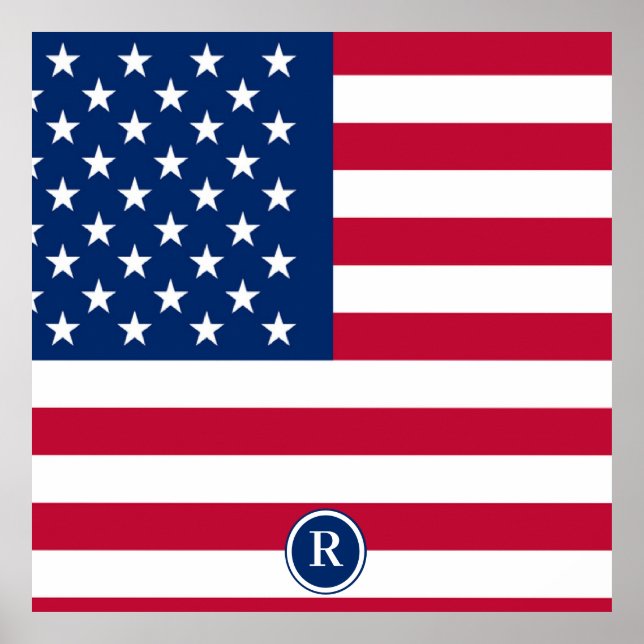 Poster Bandeira americana Red White e Blue Patriotic (Frente)