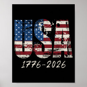 Poster Bandeira Americana Retrô EUA 250º Aniversário da A