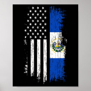 Poster Bandeira Americana Salvadorenha - Camisa El Salvad