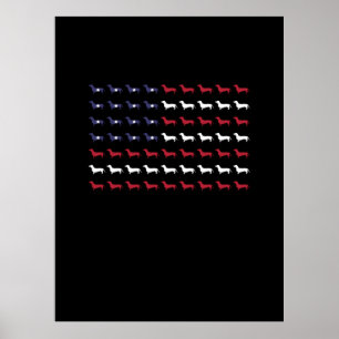 Poster Bandeira Americana Silhouette Dachshund 4 De Julho