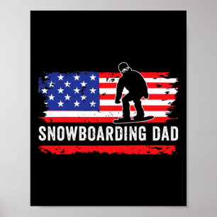 Poster Bandeira Americana Snowboard Pai Snowboarder Sport