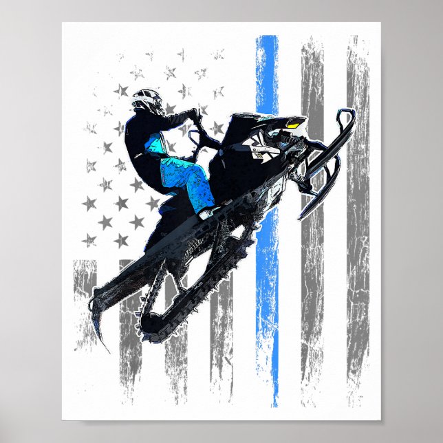 Poster Bandeira Americana Snowmobile Shirt Men Snowmobile (Frente)