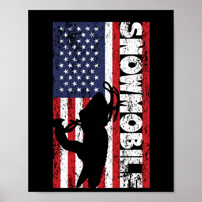 Poster bandeira americana Snowmobile USA sleigh (Frente)