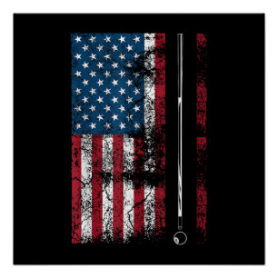 Pôster Bandeira Americana Taco de Bilhar Jogo de Mesa Div