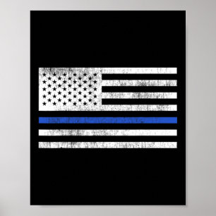 Poster Bandeira Americana Thin Blue Line Defenda Polícia