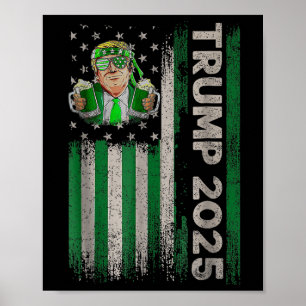 Poster Bandeira Americana Trump 2025 Vintage Dia de São P