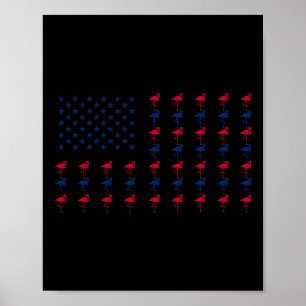 Poster Bandeira Americana Usa Flamingo Amante 4 De Julho 