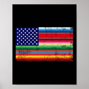 Poster Bandeira Americana Usa Serape Cinco De Mayo Par