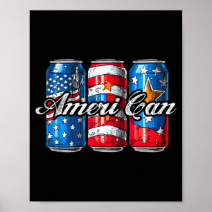 Poster Bandeira americana vintage americana 4 de julho