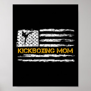 Poster Bandeira Americana Vintage Lutadora de Mma Kickbox