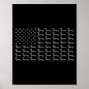 Poster Bandeira Americana Vintage Pai Dachshund Patriótic