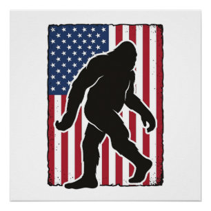 Pôster Bandeira Americana Vintage Silhueta de Pé Grande V