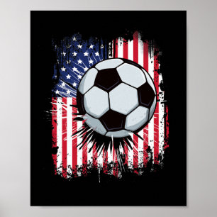 Poster Bandeira Americana Vintage Soccer 4 De Julho Patri