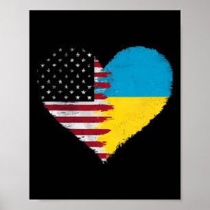 Poster Bandeira Americano-Ucraniana América EUA Ucrânia I