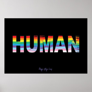 Poster Bandeira Arco-Íris LGBTQIA HUMANA, Letra Orgulho L