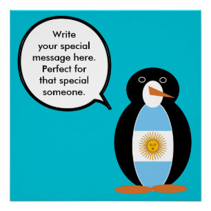 Pôster Bandeira Argentina Pinguim Ms Personalizado