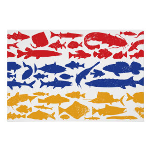 Pôster Bandeira armênia feita de peixe - Design de pesca