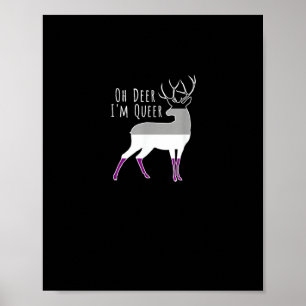 Poster Bandeira Assexual Oh Deer Orgulho Queer Engraçado 