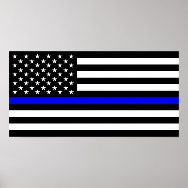 Poster bandeira azul-fina da polícia eua estados unidos a (Frente)