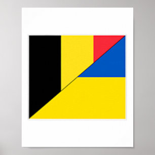Poster Bandeira Bélgica Ucrânia Nacionalidade Belga Ucran