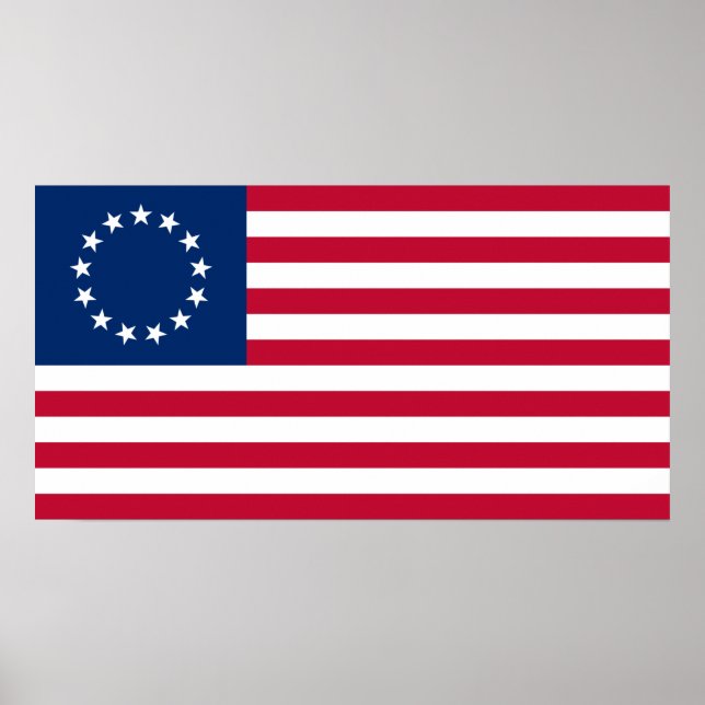 Poster Bandeira Betsy Ross, Design Americano Mais Popular (Frente)