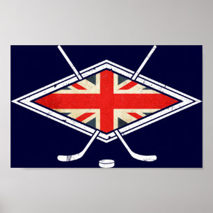 Pôster Bandeira britânica do hóquei em gelo